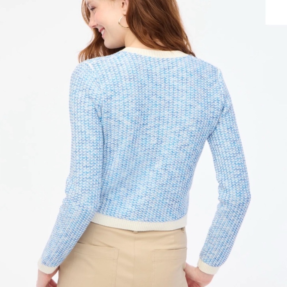 J.Crew Blue Popcorn Stich Lady Jacket Cardigan Sweater Size Small NWT - Picture 3 of 13